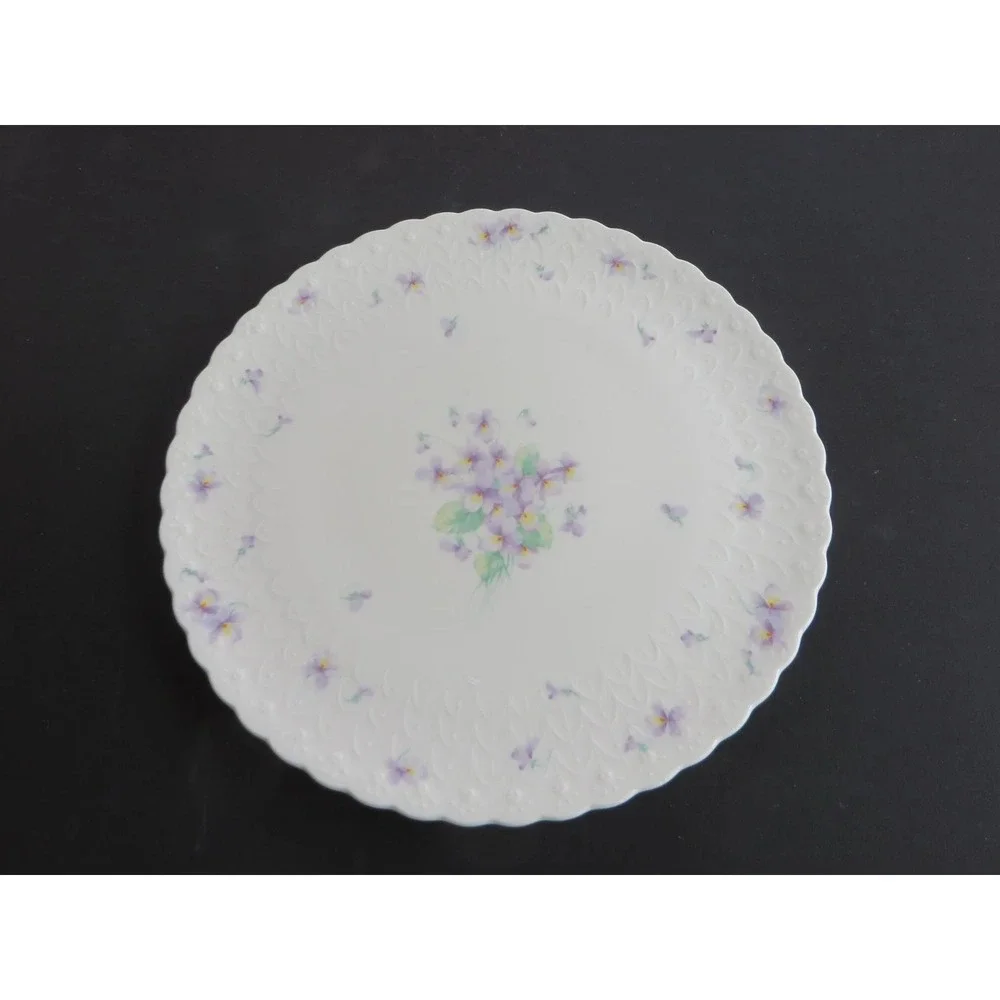 Mikasa Blue Violets Cake Plate W/ Serving Spatula Bone China Platter 11.5